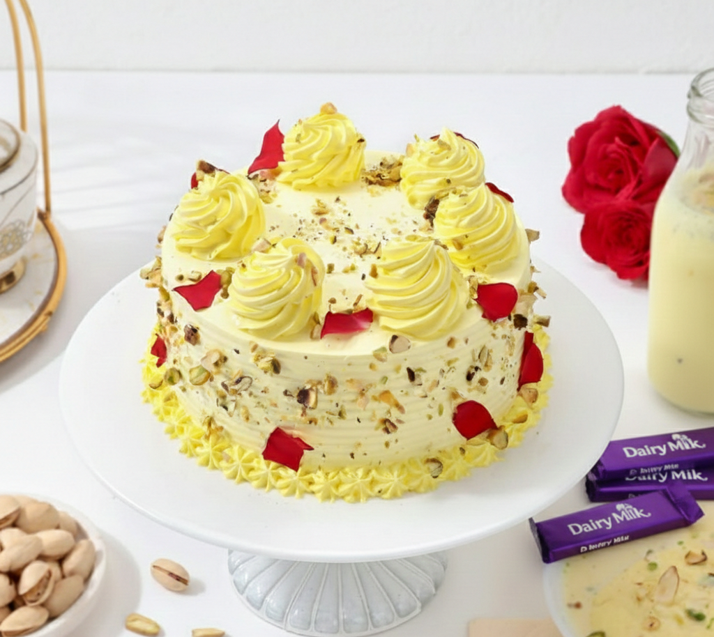 Ultimate Celebration Combo: Rasmalai Cake, Dairy Milk & Roses
