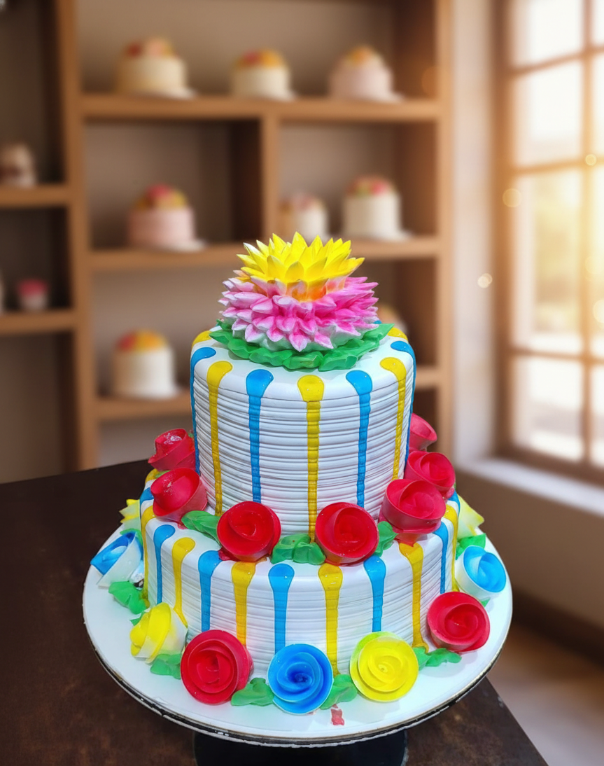 Elegant Two-Tier Floral Celebration Cake