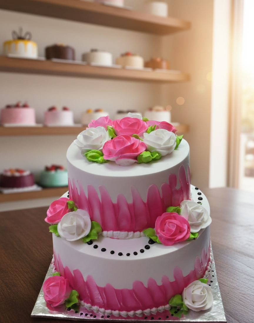 Pink Blossom 2-Tier Designer Cake